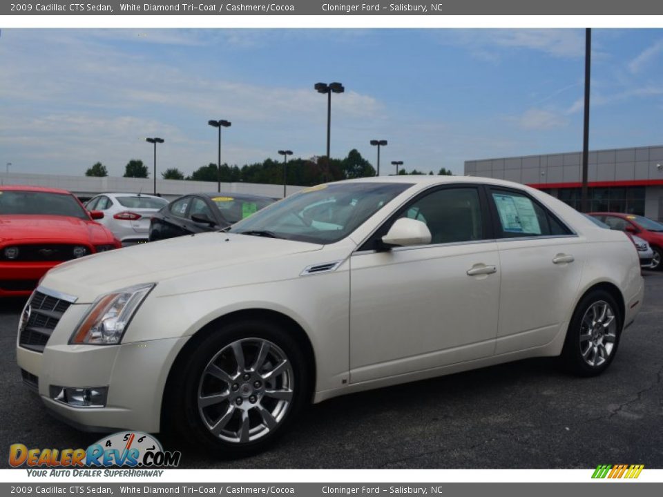 2009 Cadillac CTS Sedan White Diamond Tri-Coat / Cashmere/Cocoa Photo #7