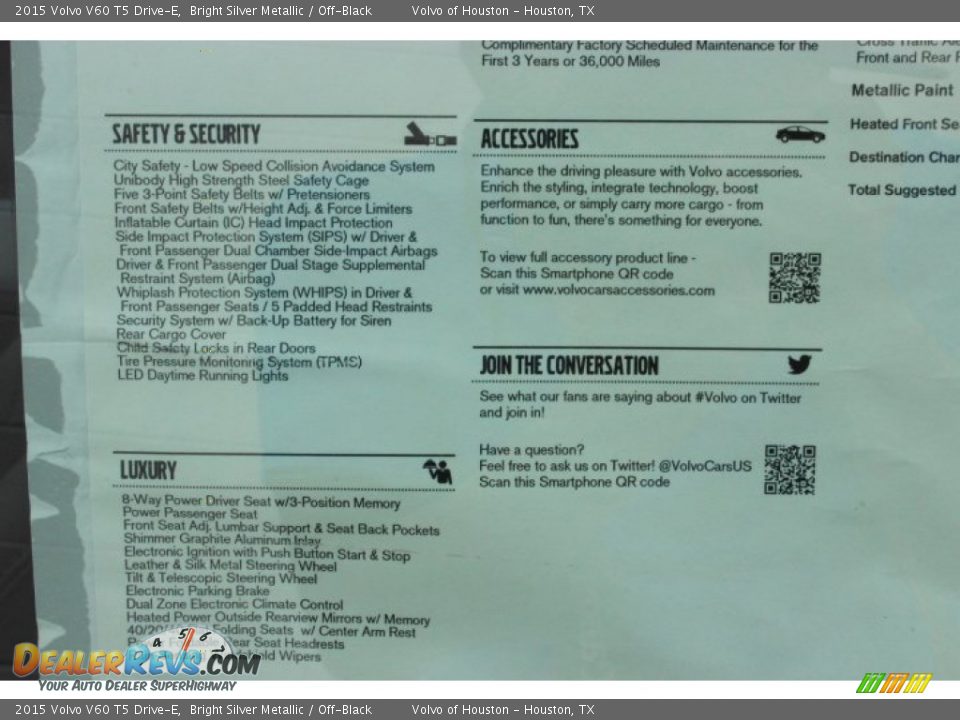 2015 Volvo V60 T5 Drive-E Bright Silver Metallic / Off-Black Photo #35