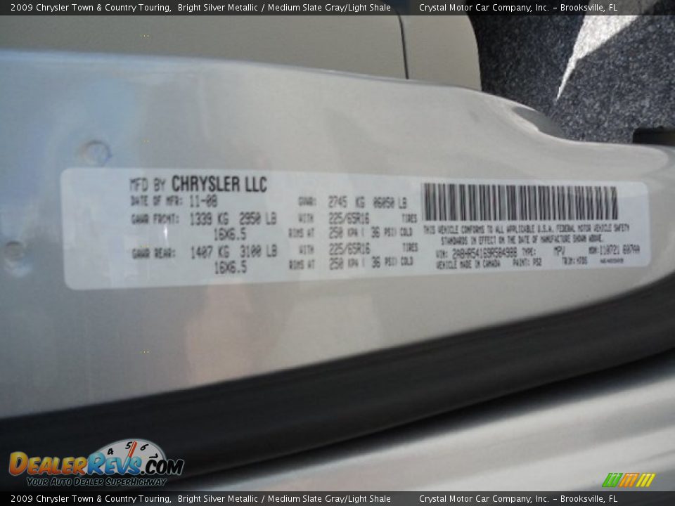 2009 Chrysler Town & Country Touring Bright Silver Metallic / Medium Slate Gray/Light Shale Photo #24
