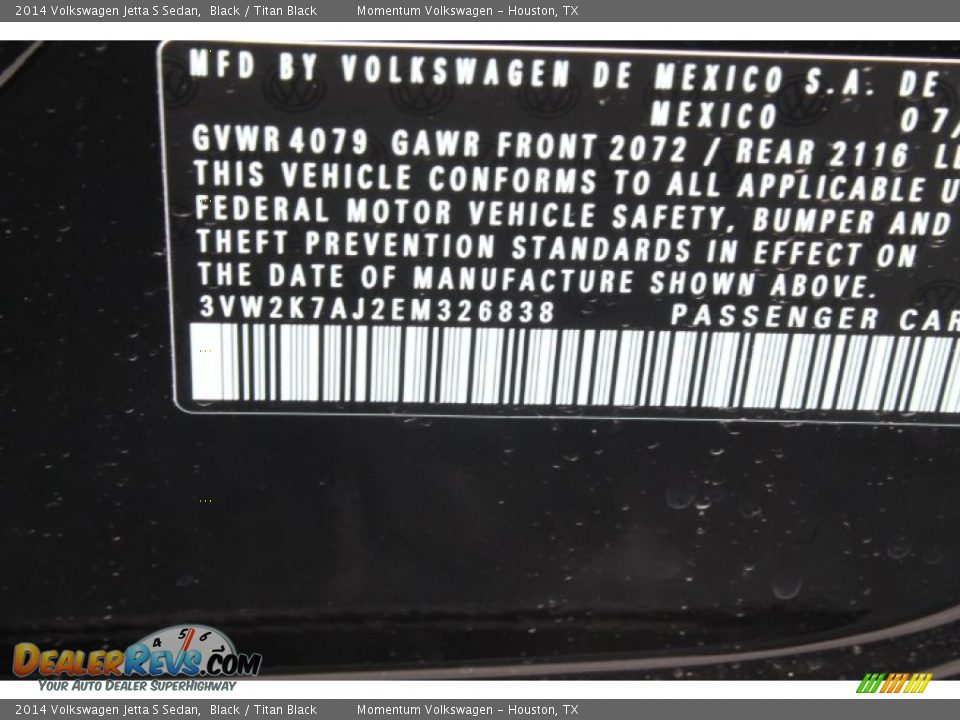 2014 Volkswagen Jetta S Sedan Black / Titan Black Photo #25