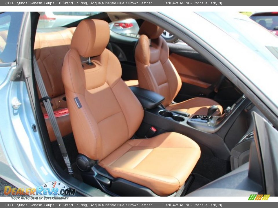 2011 Hyundai Genesis Coupe 3.8 Grand Touring Acqua Minerale Blue / Brown Leather Photo #28