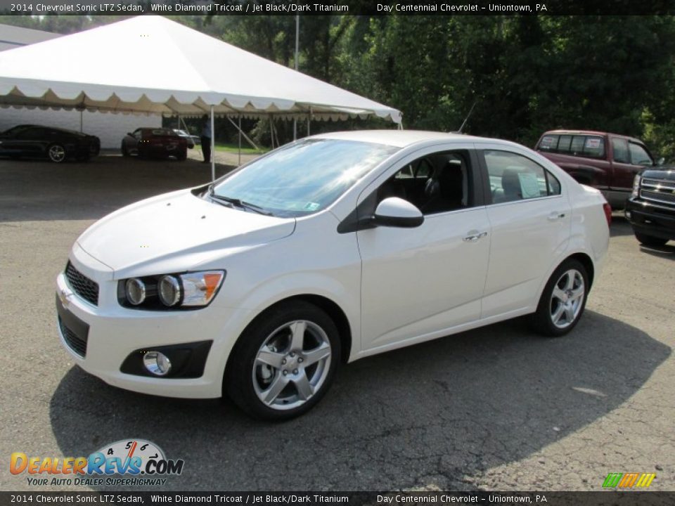 2014 Chevrolet Sonic LTZ Sedan White Diamond Tricoat / Jet Black/Dark Titanium Photo #1