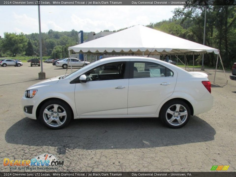 2014 Chevrolet Sonic LTZ Sedan White Diamond Tricoat / Jet Black/Dark Titanium Photo #2