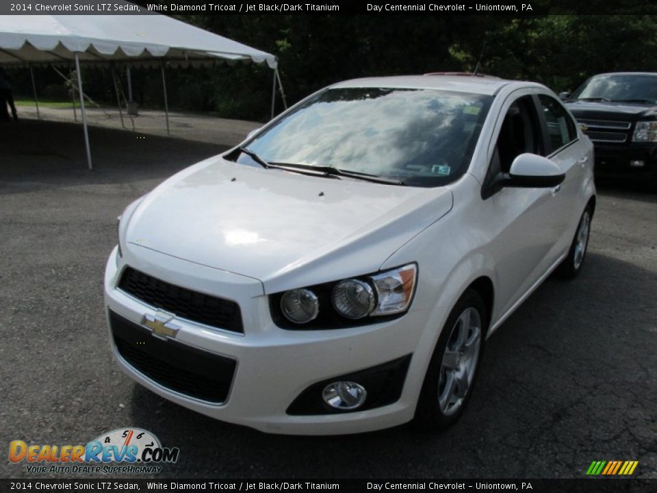2014 Chevrolet Sonic LTZ Sedan White Diamond Tricoat / Jet Black/Dark Titanium Photo #10