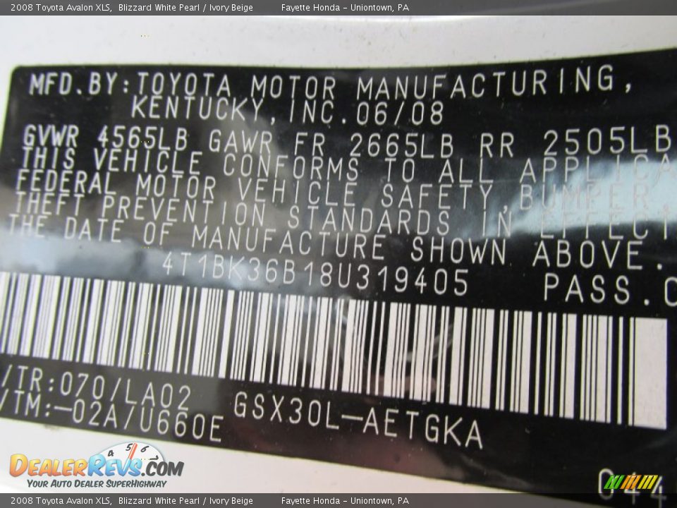 2008 Toyota Avalon XLS Blizzard White Pearl / Ivory Beige Photo #9