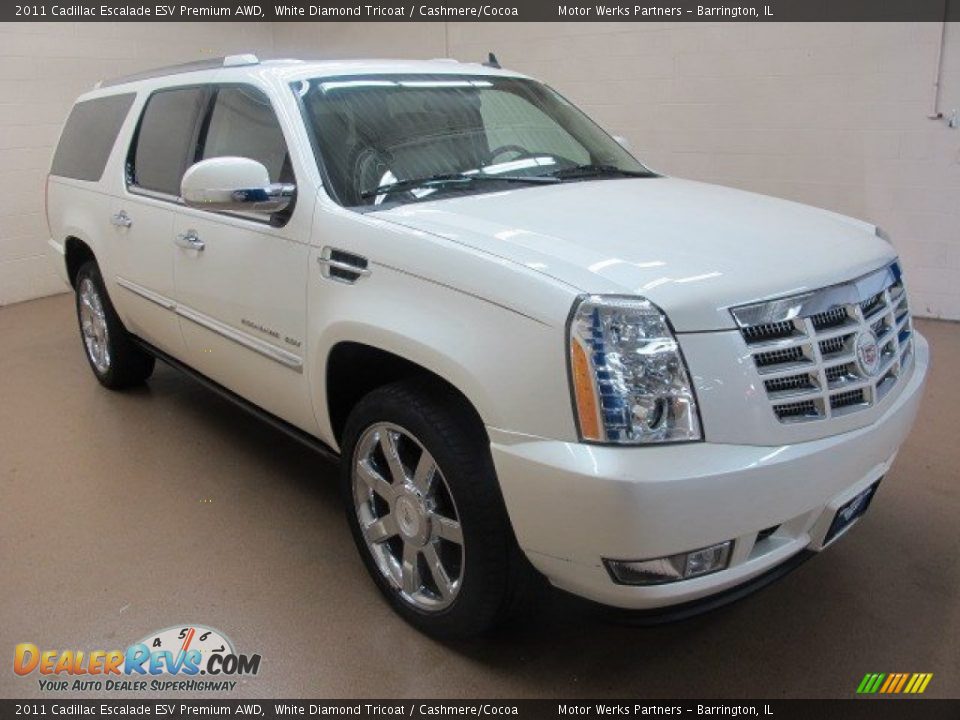 2011 Cadillac Escalade ESV Premium AWD White Diamond Tricoat / Cashmere/Cocoa Photo #1