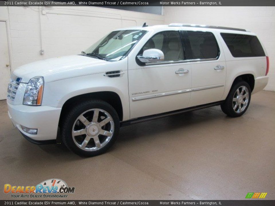 2011 Cadillac Escalade ESV Premium AWD White Diamond Tricoat / Cashmere/Cocoa Photo #4