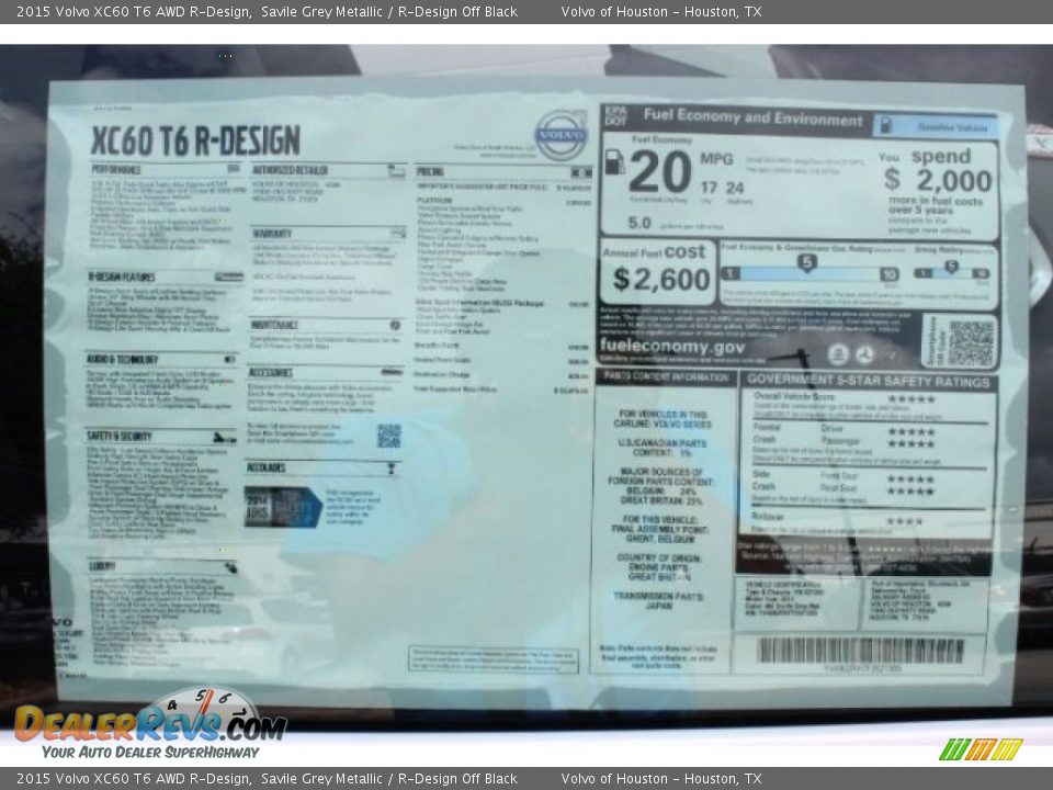 2015 Volvo XC60 T6 AWD R-Design Window Sticker Photo #31