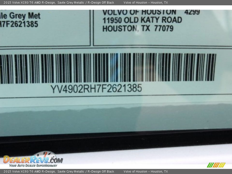 2015 Volvo XC60 T6 AWD R-Design Savile Grey Metallic / R-Design Off Black Photo #35