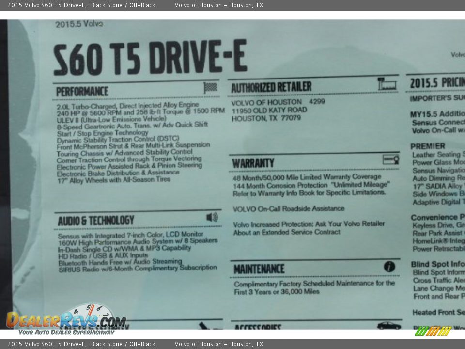 2015 Volvo S60 T5 Drive-E Black Stone / Off-Black Photo #33