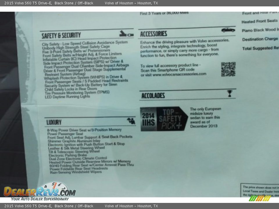 2015 Volvo S60 T5 Drive-E Black Stone / Off-Black Photo #34