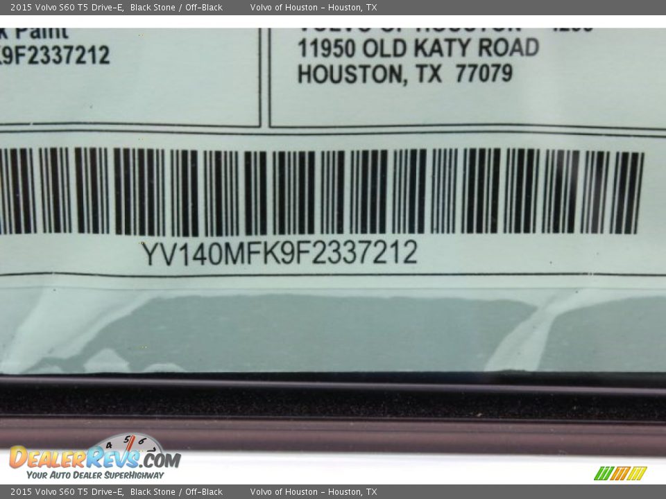 2015 Volvo S60 T5 Drive-E Black Stone / Off-Black Photo #35