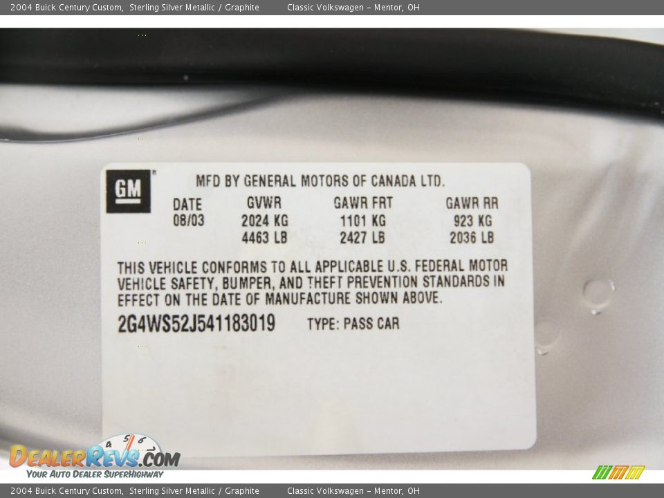 2004 Buick Century Custom Sterling Silver Metallic / Graphite Photo #19