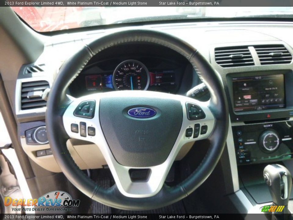 2013 Ford Explorer Limited 4WD White Platinum Tri-Coat / Medium Light Stone Photo #18