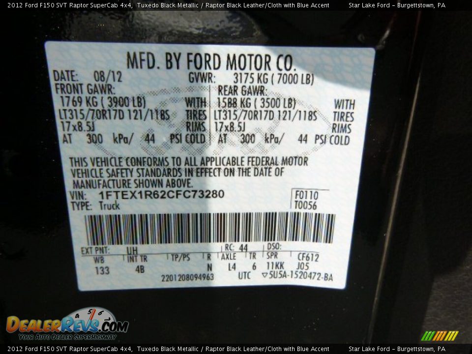 2012 Ford F150 SVT Raptor SuperCab 4x4 Tuxedo Black Metallic / Raptor Black Leather/Cloth with Blue Accent Photo #20