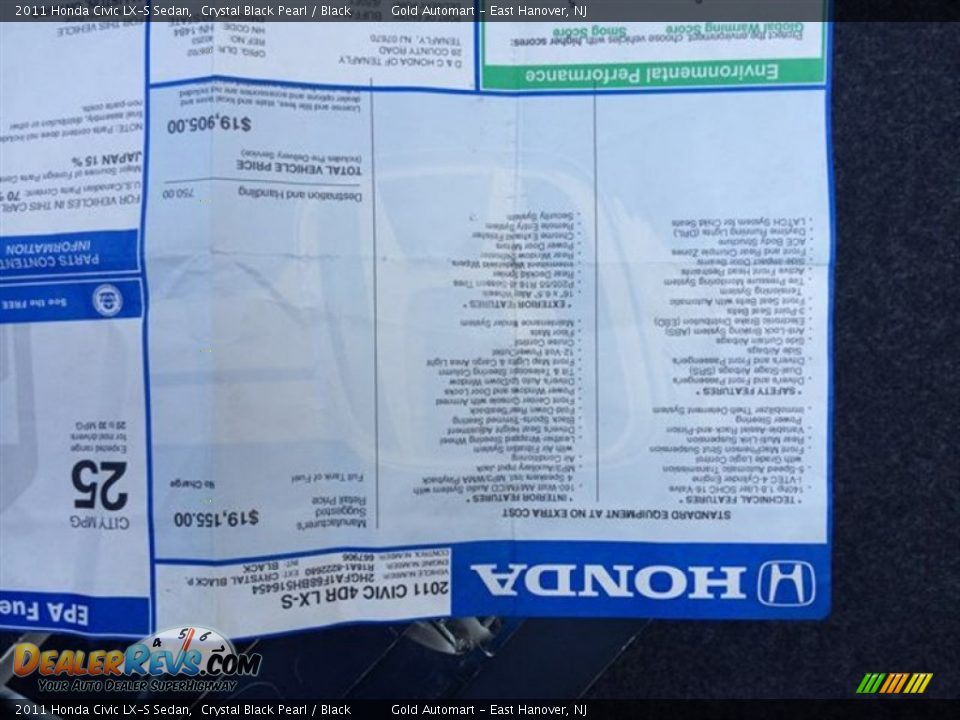 2011 Honda Civic LX-S Sedan Crystal Black Pearl / Black Photo #25