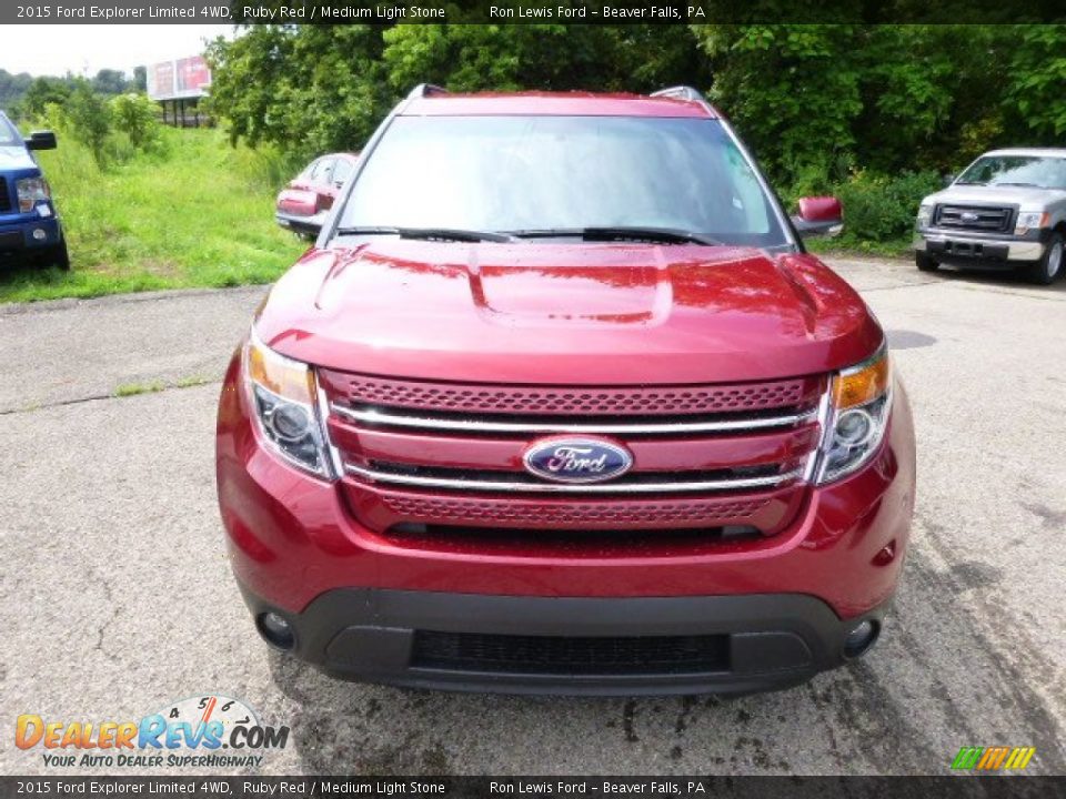 2015 Ford Explorer Limited 4WD Ruby Red / Medium Light Stone Photo #3