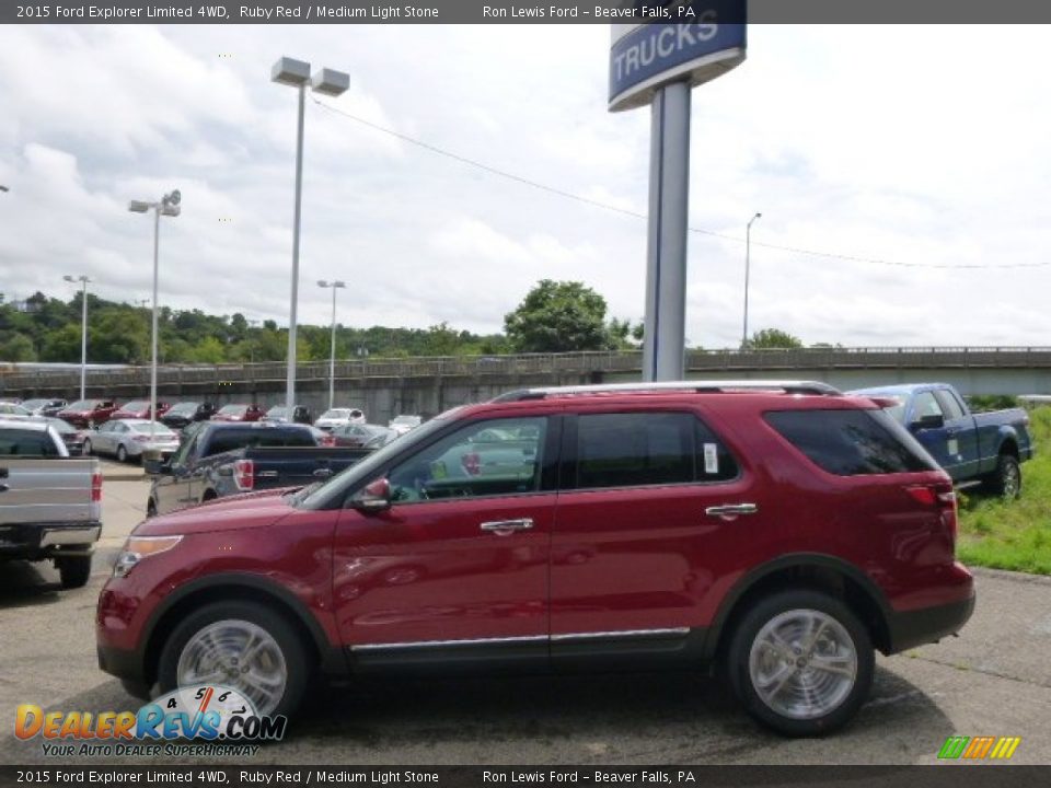 2015 Ford Explorer Limited 4WD Ruby Red / Medium Light Stone Photo #5