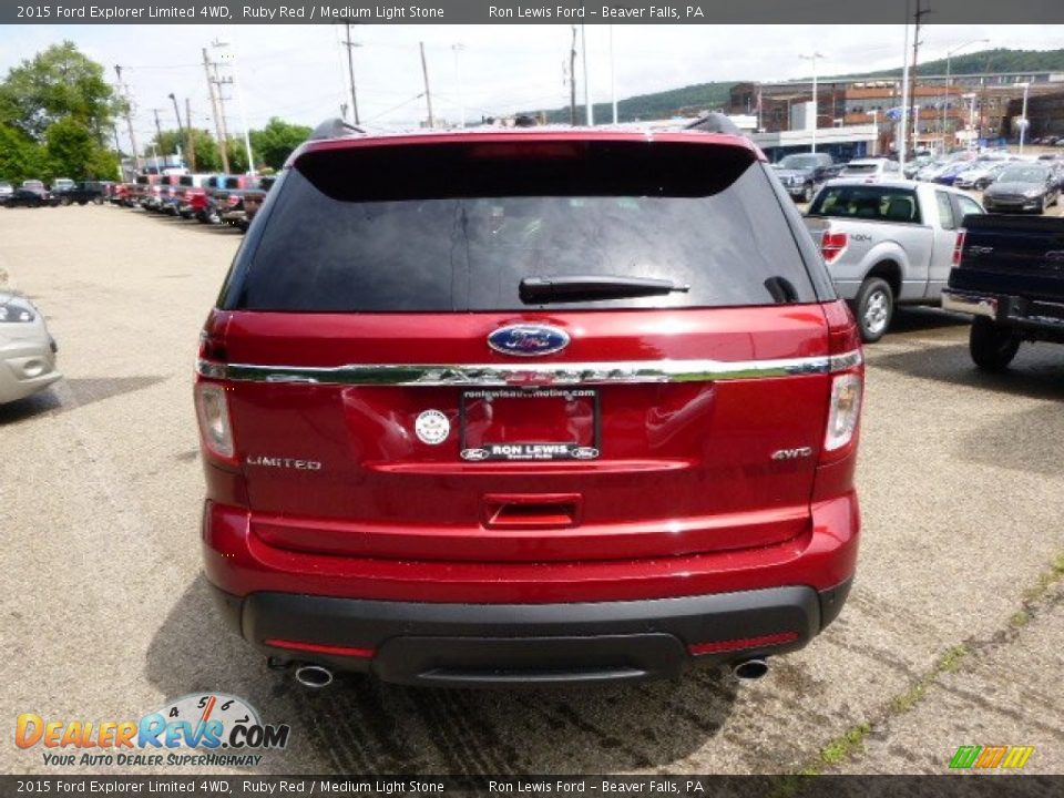 2015 Ford Explorer Limited 4WD Ruby Red / Medium Light Stone Photo #7