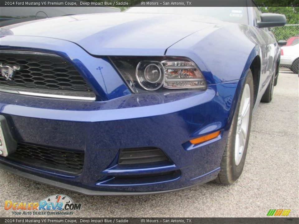2014 Ford Mustang V6 Premium Coupe Deep Impact Blue / Saddle Photo #6