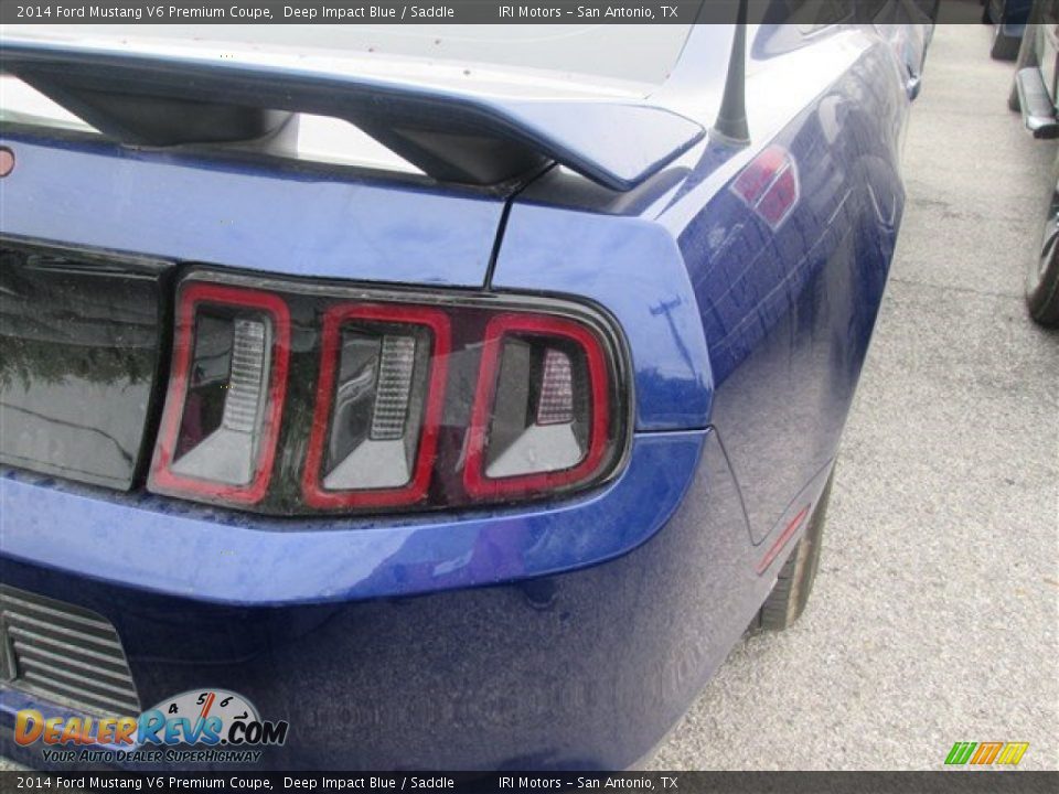 2014 Ford Mustang V6 Premium Coupe Deep Impact Blue / Saddle Photo #13