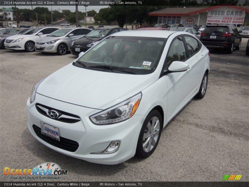 2014 Hyundai Accent GLS 4 Door Century White / Beige Photo #1