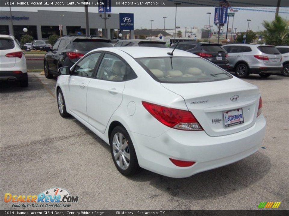 2014 Hyundai Accent GLS 4 Door Century White / Beige Photo #4