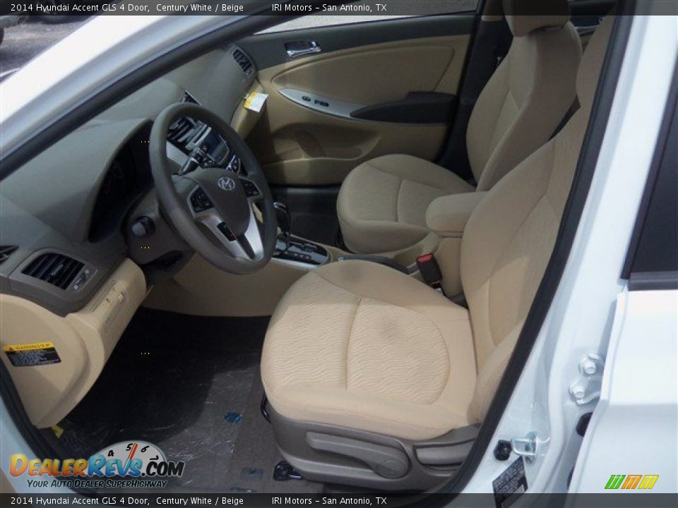 2014 Hyundai Accent GLS 4 Door Century White / Beige Photo #6