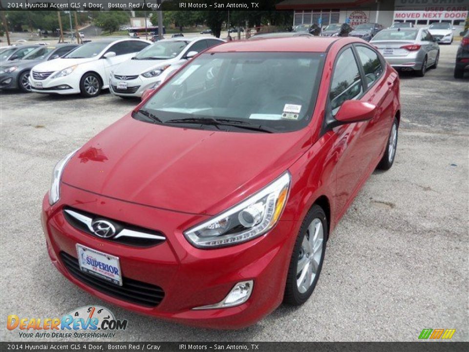 2014 Hyundai Accent GLS 4 Door Boston Red / Gray Photo #1