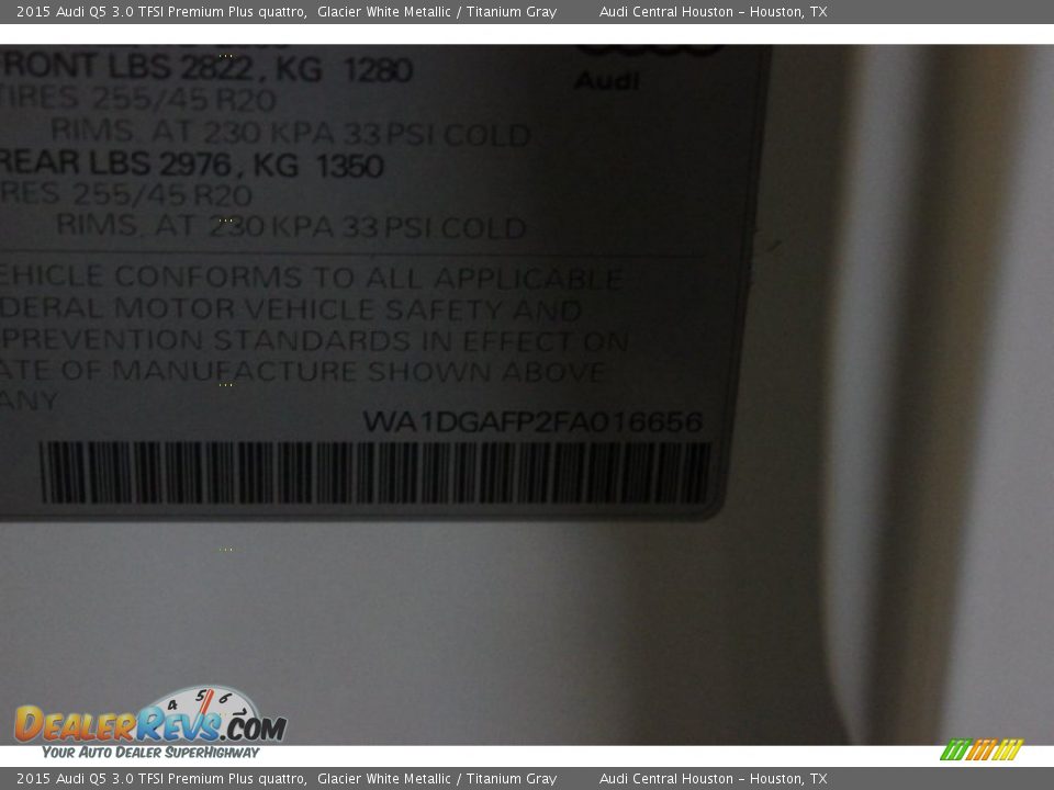2015 Audi Q5 3.0 TFSI Premium Plus quattro Glacier White Metallic / Titanium Gray Photo #31