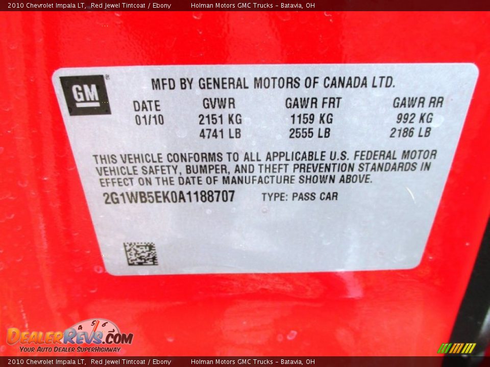2010 Chevrolet Impala LT Red Jewel Tintcoat / Ebony Photo #4