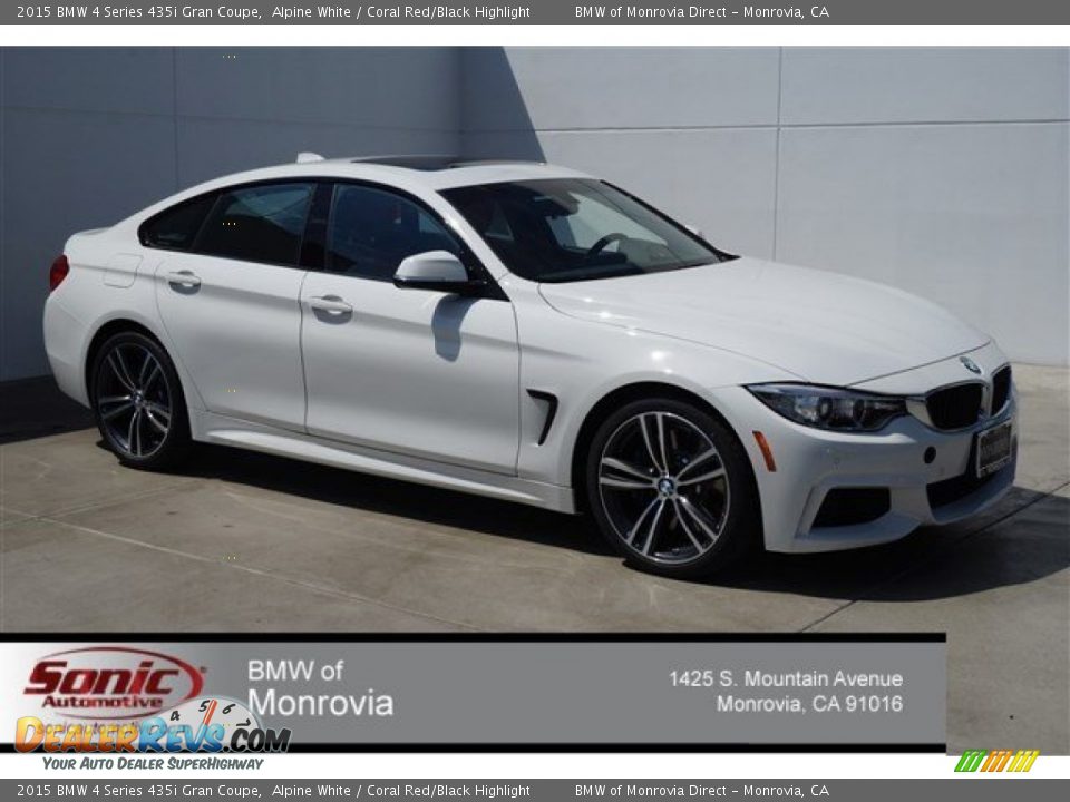 2015 BMW 4 Series 435i Gran Coupe Alpine White / Coral Red/Black Highlight Photo #1