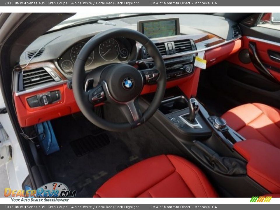 2015 BMW 4 Series 435i Gran Coupe Alpine White / Coral Red/Black Highlight Photo #6