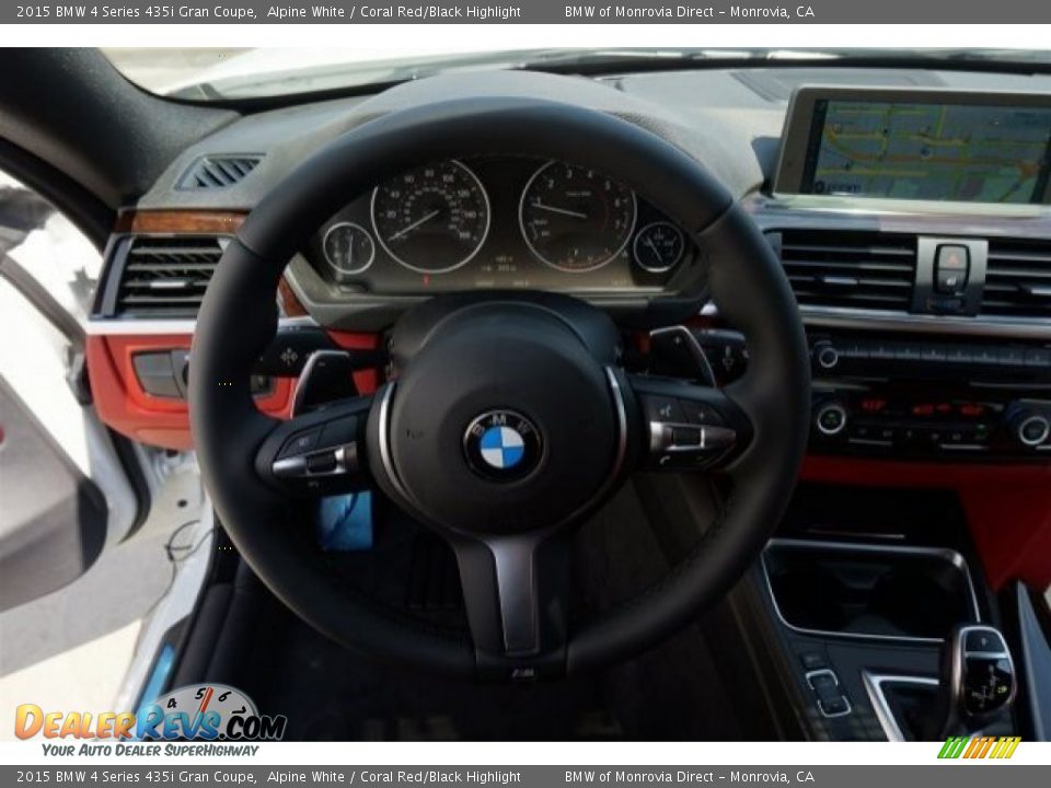 2015 BMW 4 Series 435i Gran Coupe Alpine White / Coral Red/Black Highlight Photo #9