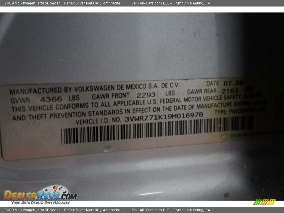 2009 Volkswagen Jetta SE Sedan Reflex Silver Metallic / Anthracite Photo #22