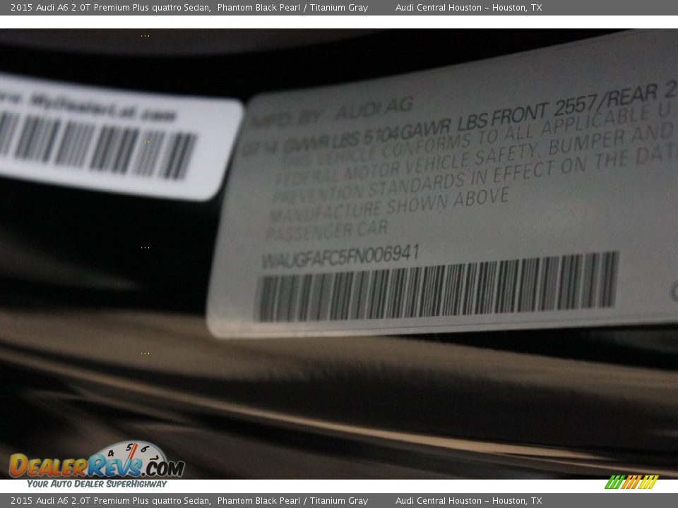 2015 Audi A6 2.0T Premium Plus quattro Sedan Phantom Black Pearl / Titanium Gray Photo #31