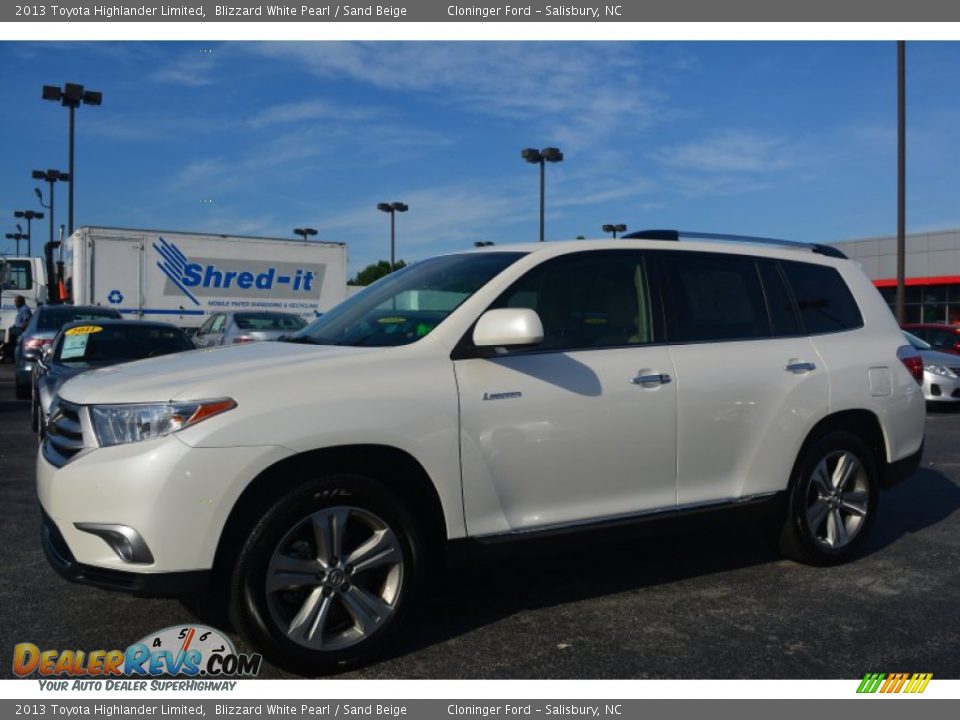 2013 Toyota Highlander Limited Blizzard White Pearl / Sand Beige Photo #3