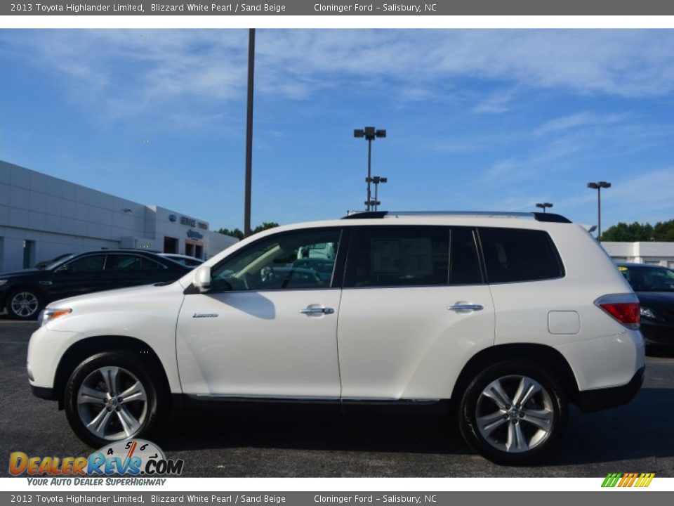 2013 Toyota Highlander Limited Blizzard White Pearl / Sand Beige Photo #6