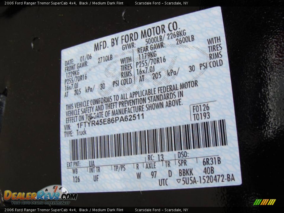 2006 Ford Ranger Tremor SuperCab 4x4 Black / Medium Dark Flint Photo #25