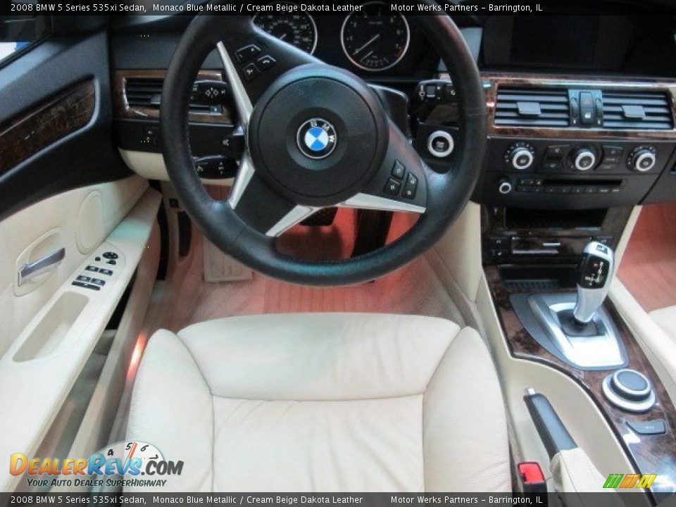 2008 BMW 5 Series 535xi Sedan Monaco Blue Metallic / Cream Beige Dakota Leather Photo #23