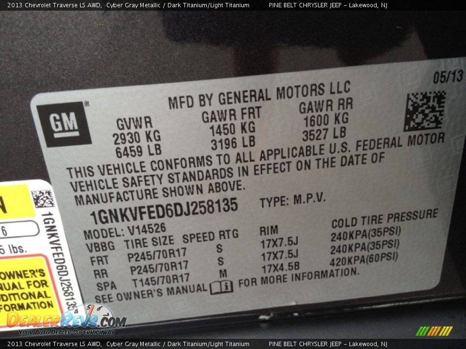 2013 Chevrolet Traverse LS AWD Cyber Gray Metallic / Dark Titanium/Light Titanium Photo #16