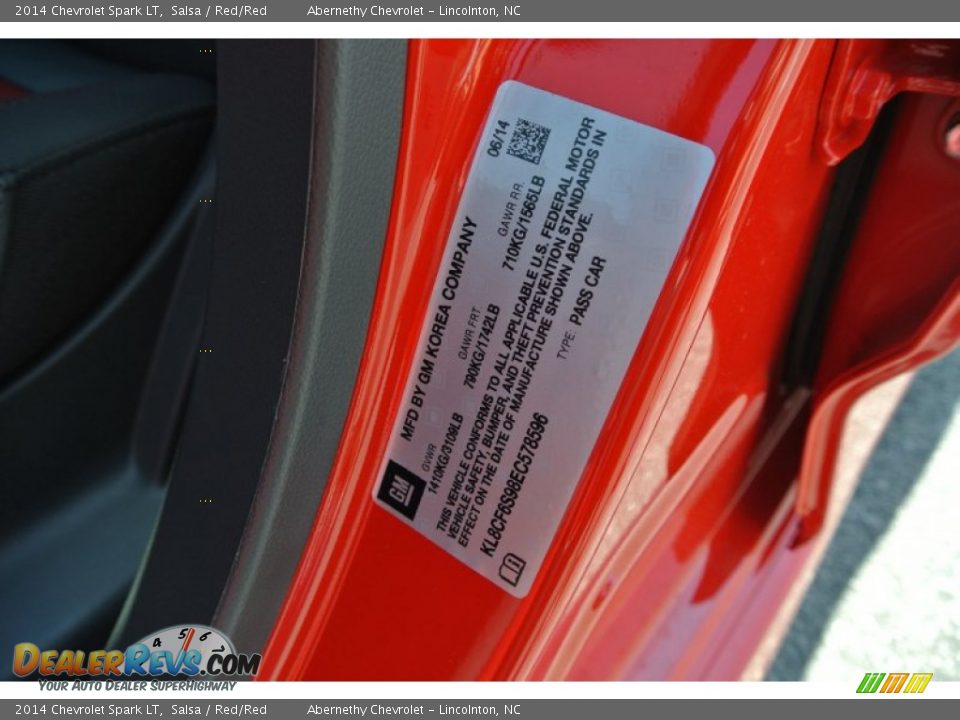 2014 Chevrolet Spark LT Salsa / Red/Red Photo #7