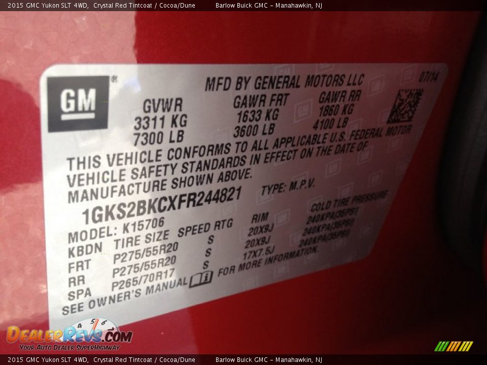 2015 GMC Yukon SLT 4WD Crystal Red Tintcoat / Cocoa/Dune Photo #9