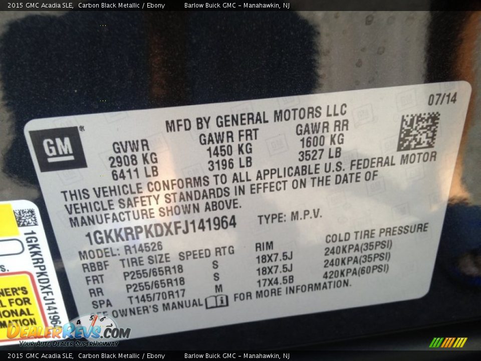 2015 GMC Acadia SLE Carbon Black Metallic / Ebony Photo #9