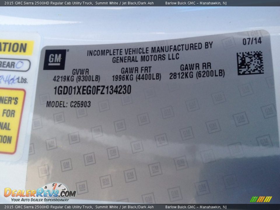 2015 GMC Sierra 2500HD Regular Cab Utility Truck Summit White / Jet Black/Dark Ash Photo #9