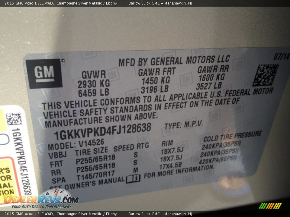 2015 GMC Acadia SLE AWD Champagne Silver Metallic / Ebony Photo #9