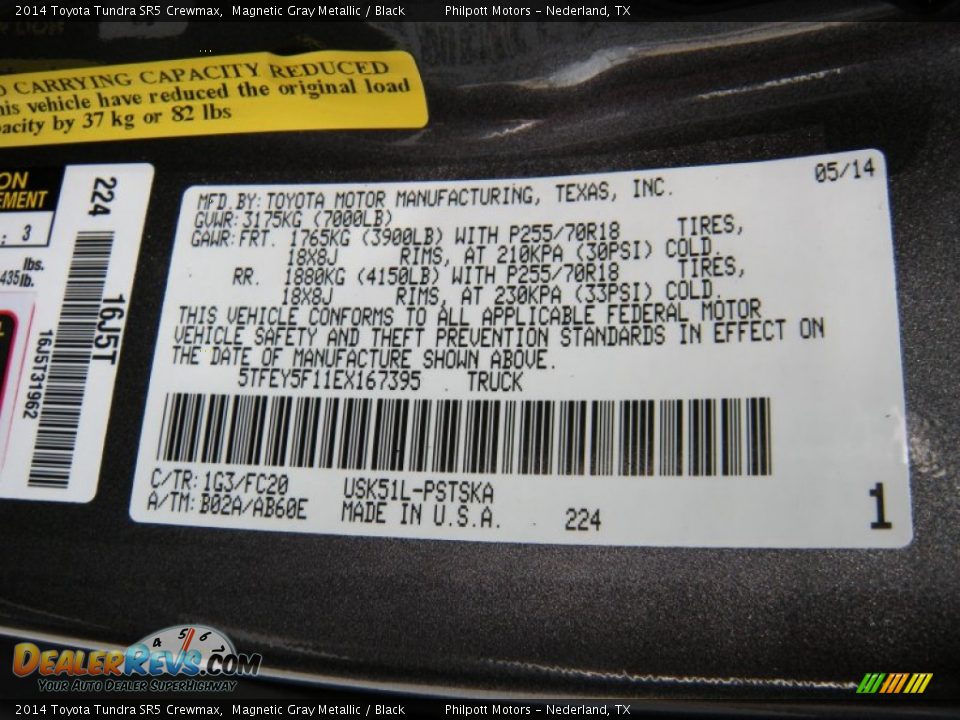 2014 Toyota Tundra SR5 Crewmax Magnetic Gray Metallic / Black Photo #35