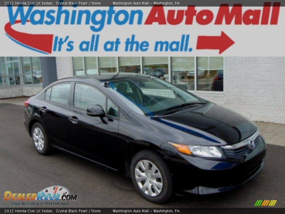 2012 Honda Civic LX Sedan Crystal Black Pearl / Stone Photo #1