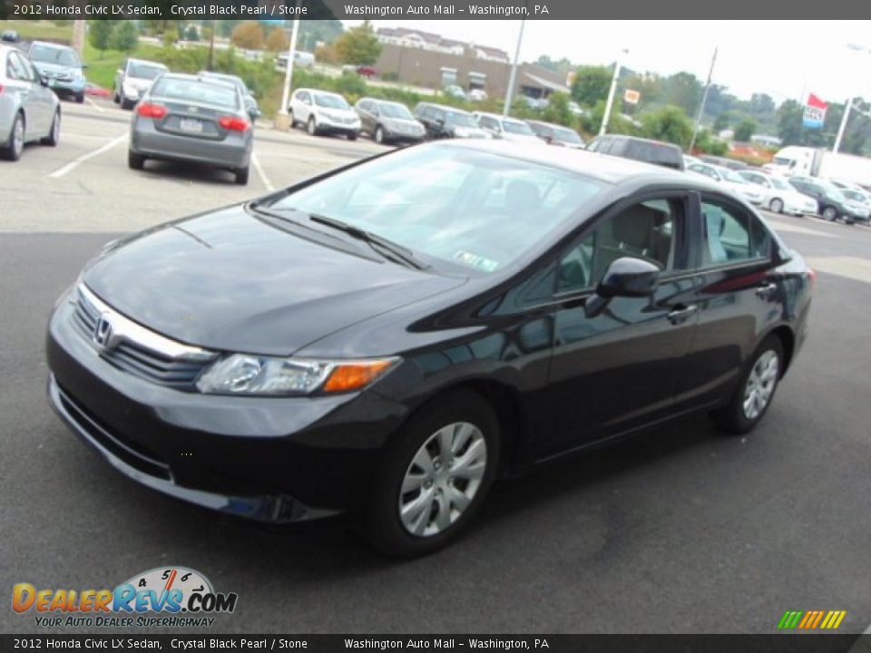 2012 Honda Civic LX Sedan Crystal Black Pearl / Stone Photo #4