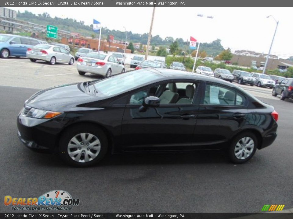 2012 Honda Civic LX Sedan Crystal Black Pearl / Stone Photo #5